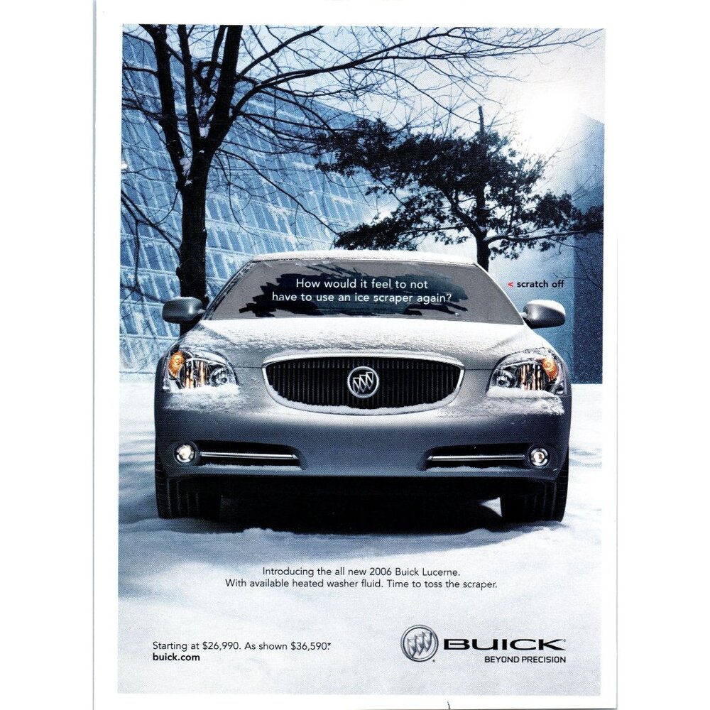 2006 Buick Lucerne Sedan Vintage Print Ad Winter Snow Ice Scrape Wall Art Photo
